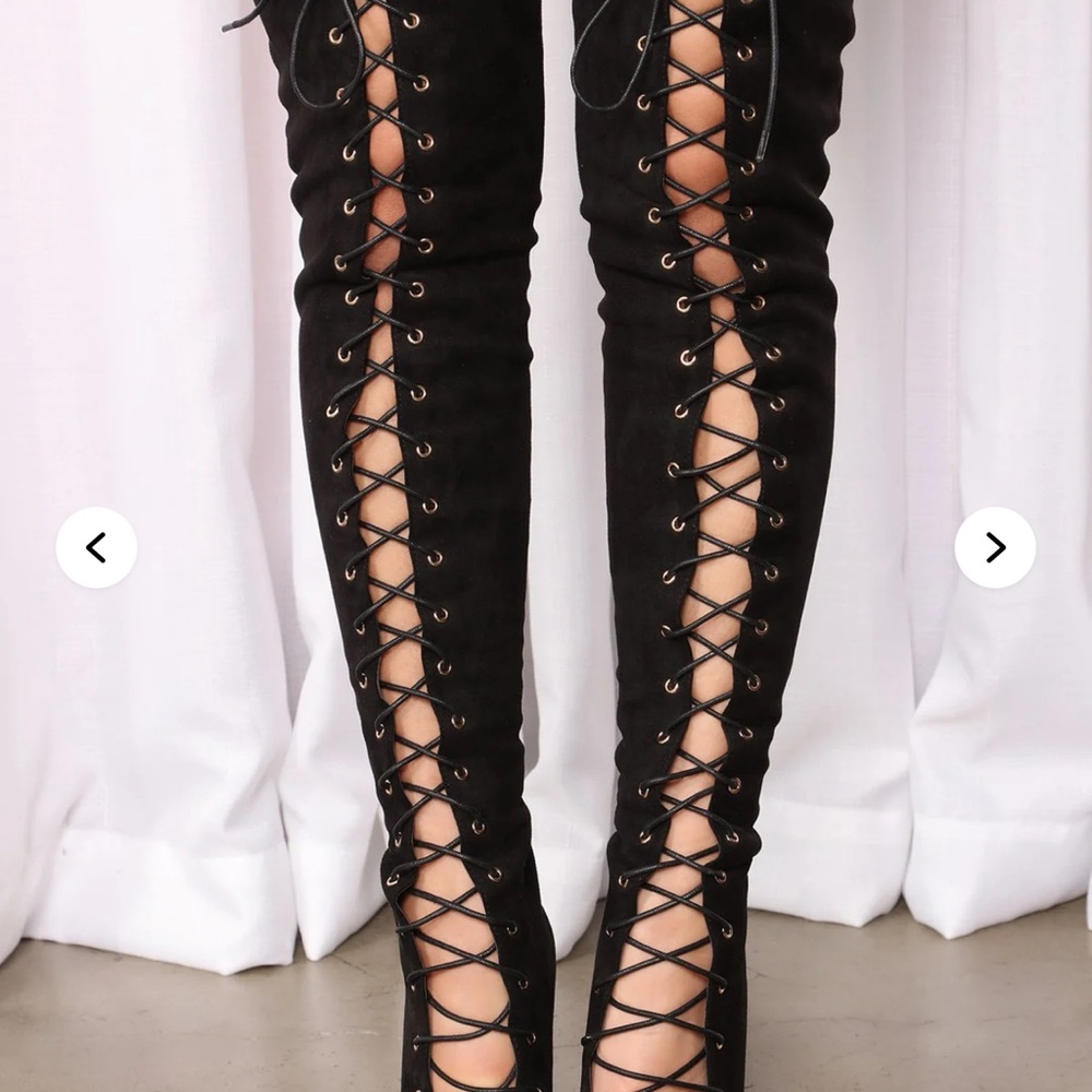 Black Lace-Up Over-the-Knee Boots